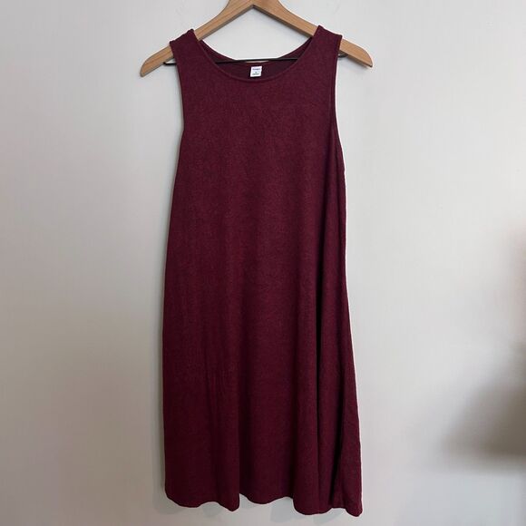 Old Navy Maroon Burgundy Wine Cozy Trapeze Swing Dress Size Medium - Picture 1 of 7